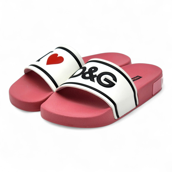 Dolce & Gabbana Logo Saint Barth Rubber Pool Slides Pink EU 36 US 6 - NWB $320 - Picture 3 of 7